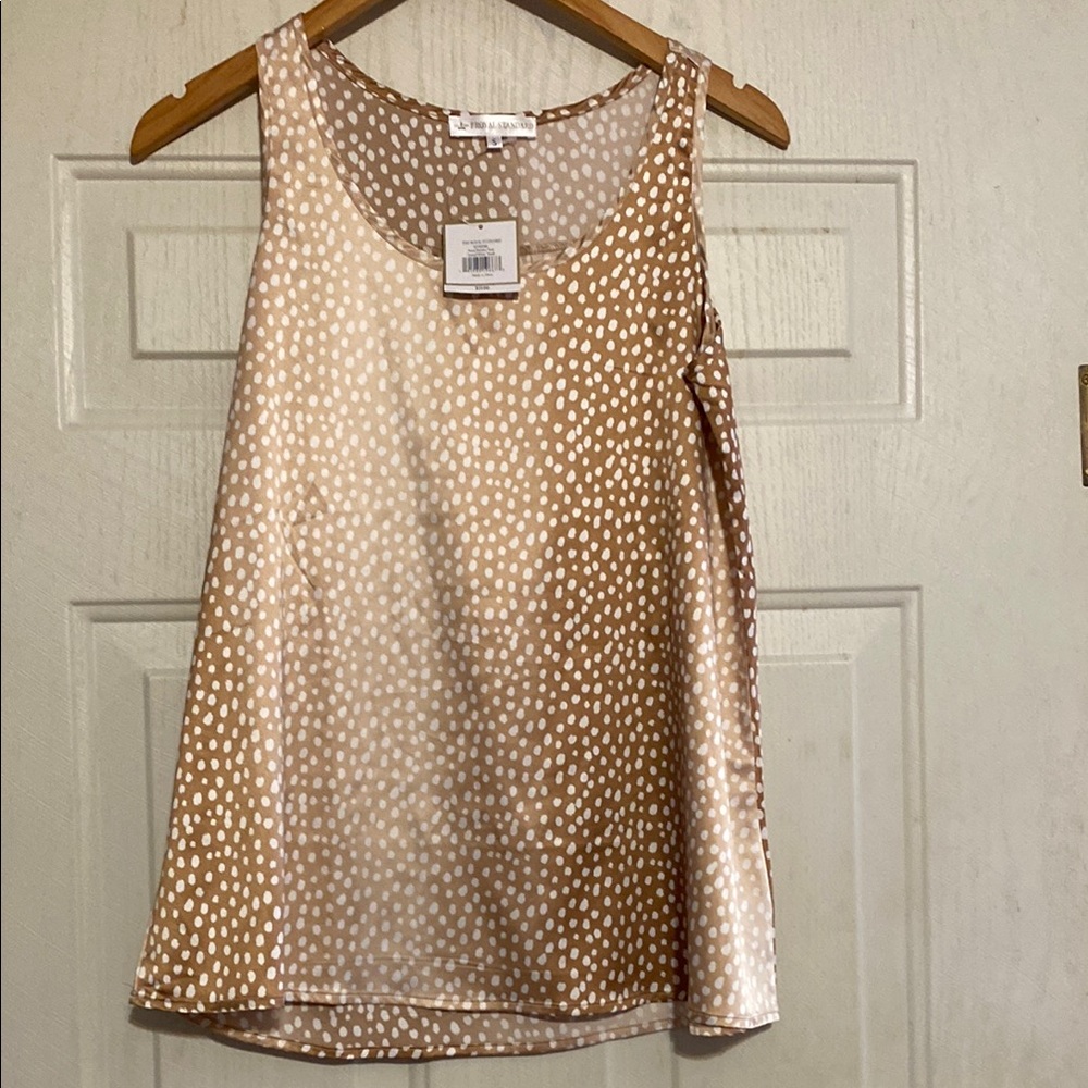 Chic Asymmetrical Tan and Cream Tank Top